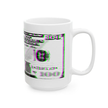 100 Dollars Bill - Green/Magenta Glitch - Mug