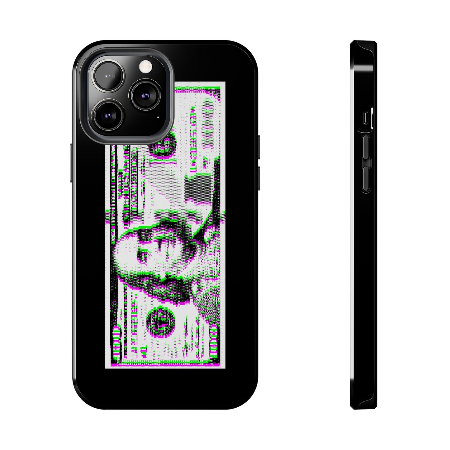 100 Dollars Bill - Green/Magenta Glitch - Phone Case