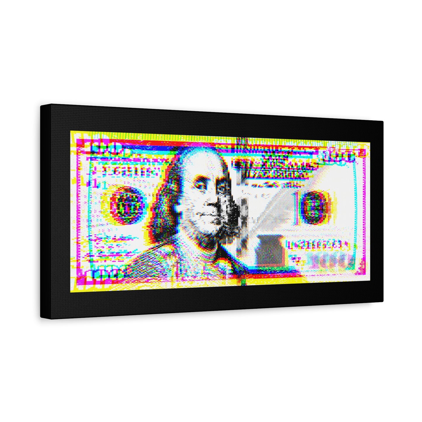 100 Dollars Bill - Neon Color Explosion - Canvas