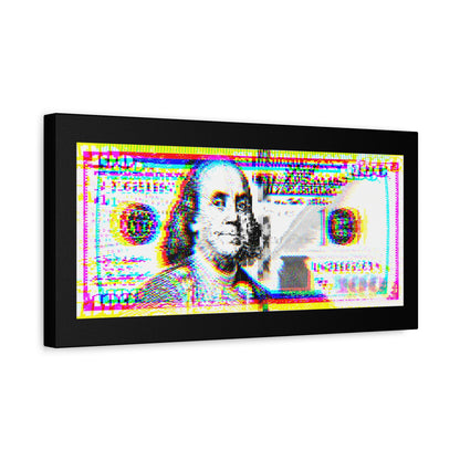 100 Dollars Bill - Neon Color Explosion - Canvas