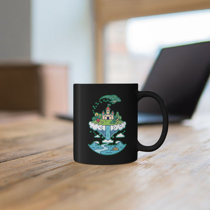 Floating Castle Dragon - Magical Fantasy Island - Black Mug