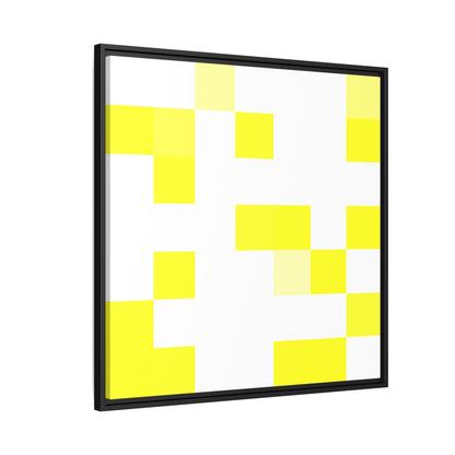 Yellow Pixel Grid - Framed Canvas
