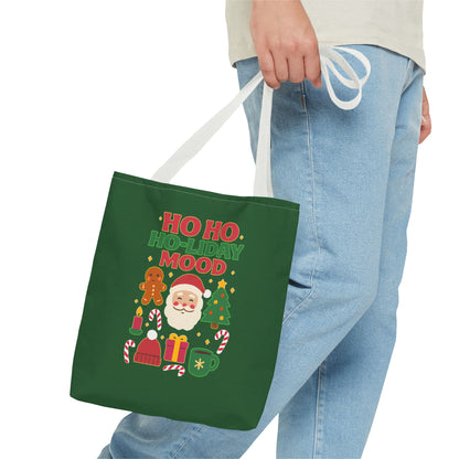 Festive Holiday Tote Bag, Christmas Bag, Santa Gift Bag, Ho Ho Ho Mood, Seasonal Shopping Tote, Cute Winter Accessory