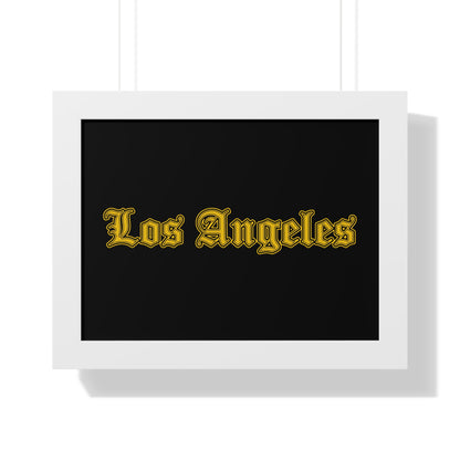 Los Angeles Framed Poster, Urban Wall Art for Home Decor, Cityscape Gift, Interior Design Accent, Modern Typography Decor - Golden Edition