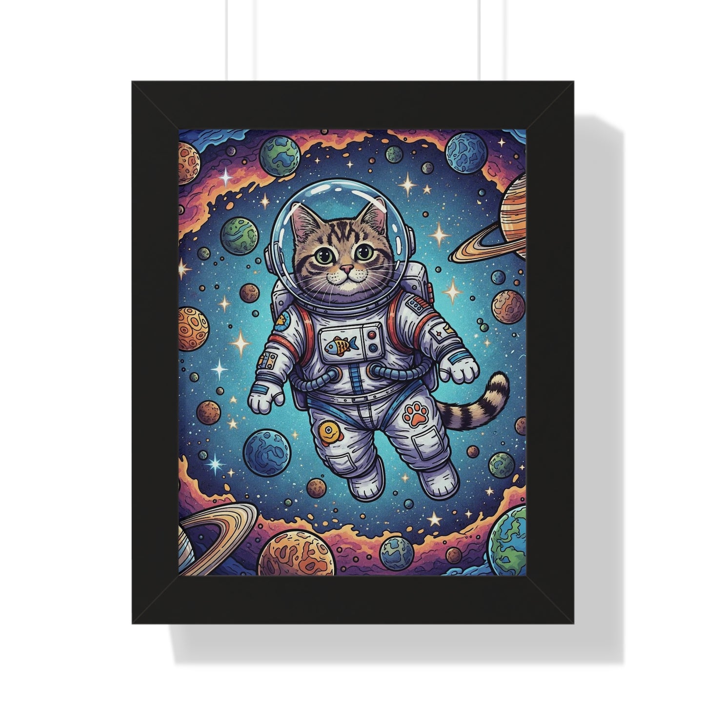 Astronaut Cat - Framed Poster