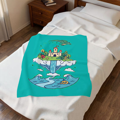 Floating Castle Dragon - Magical Fantasy Island - Plush Blanket