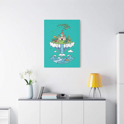 Floating Castle Dragon - Magical Fantasy Island - Canvas