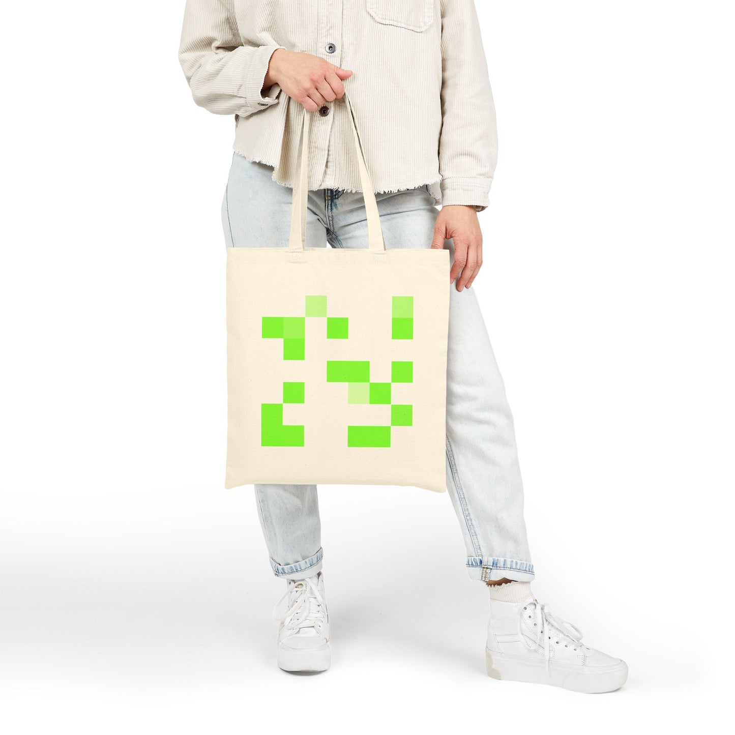 Lime Green Pixel Grid - Tote Bag