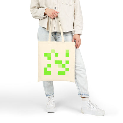 Lime Green Pixel Grid - Tote Bag