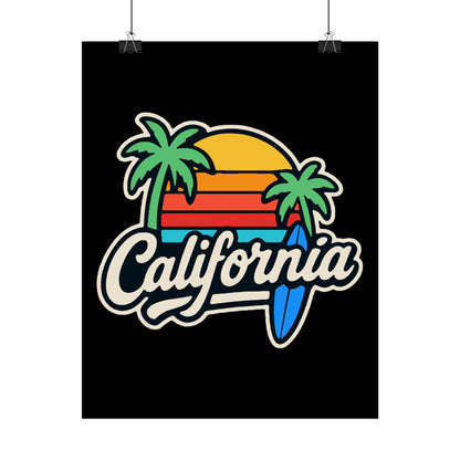 California Surf Vibes Rolled Poster, Beach Decor, Wall Art, Summer Gift, California Love, Tropical Art Print