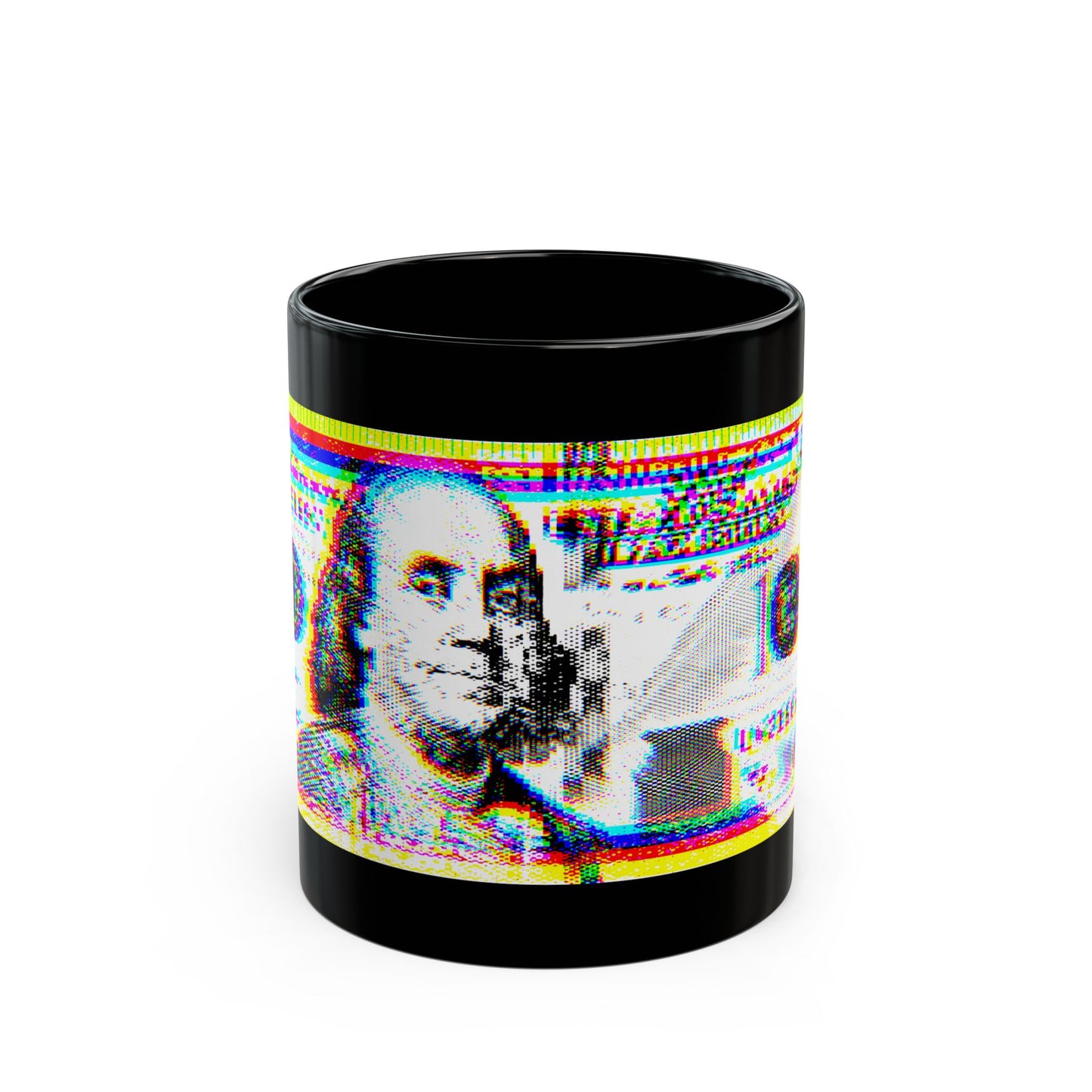 100 Dollars Bill - Neon Color Explosion - Black Mug