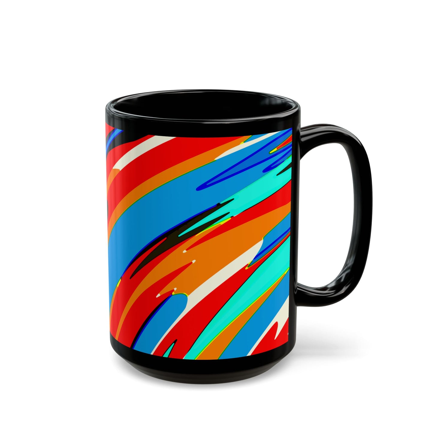 Abstract Rainbow Swirl Arc - Black Mug