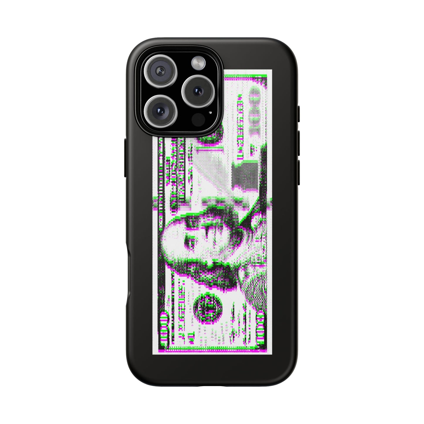 100 Dollars Bill - Green/Magenta Glitch - Phone Case