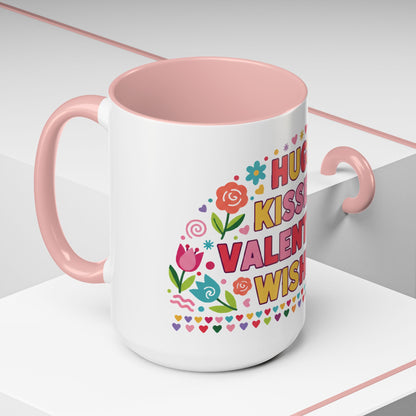 Hugs, Kisses & Valentine’s Wishes - Color Accent Mug