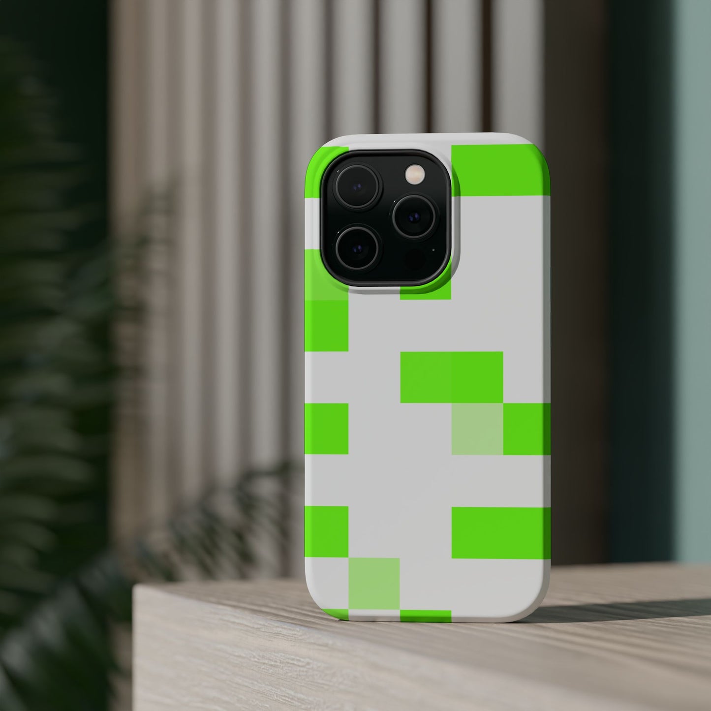 Lime Green Pixel Grid - Magnetic Phone Case