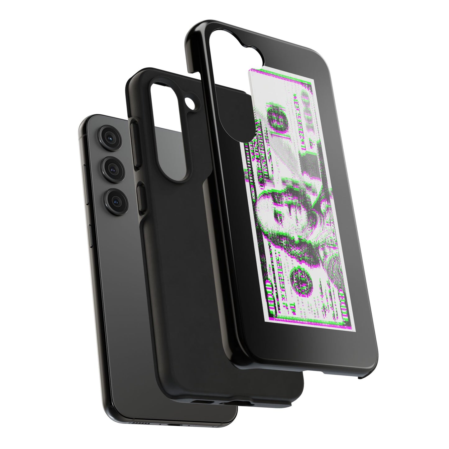 100 Dollars Bill - Green/Magenta Glitch - Phone Case