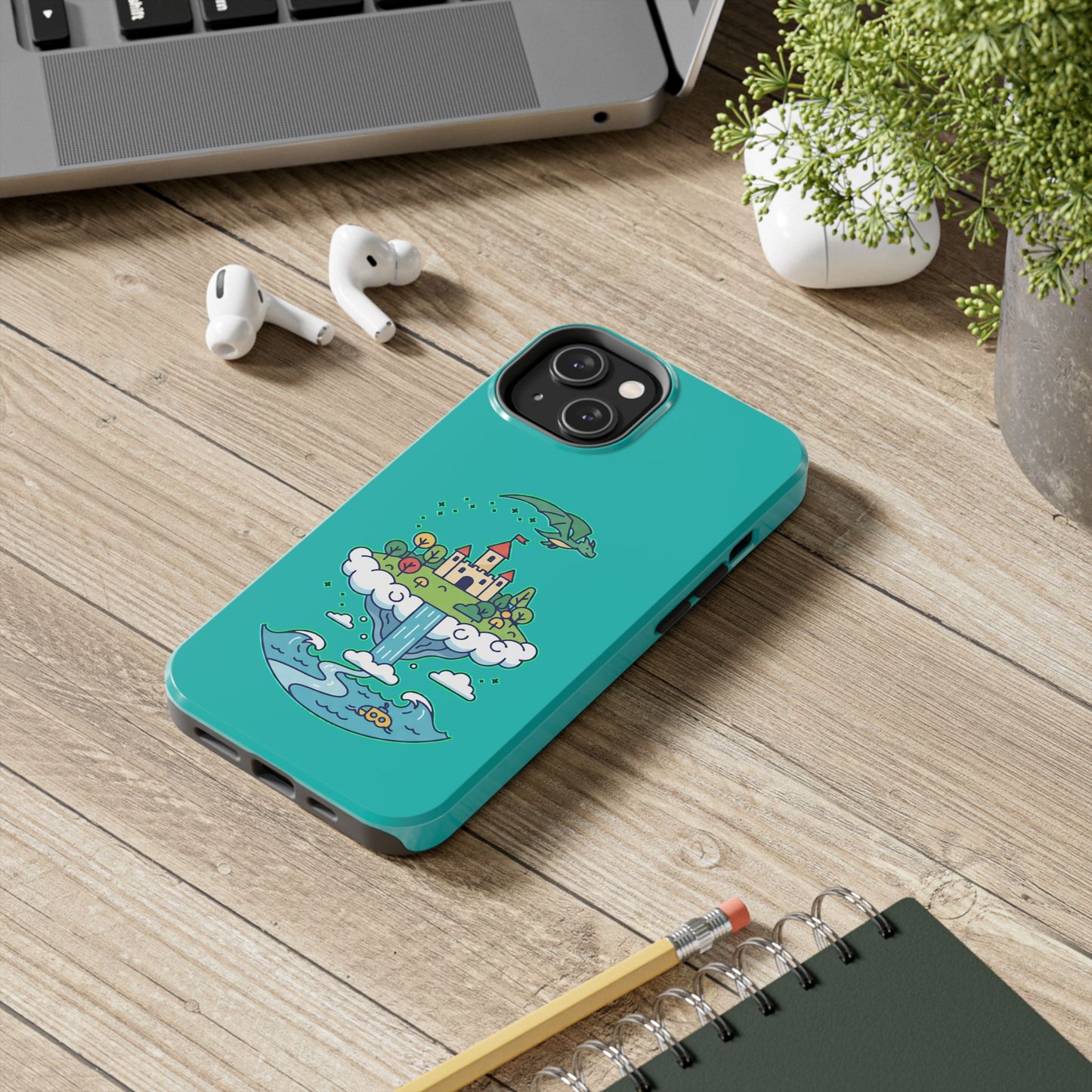 Floating Castle Dragon - Magical Fantasy Island - Phone Case