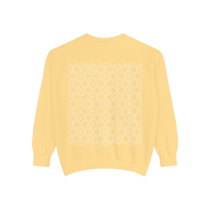 Garment-Dyed Sweatshirt with Elegant Floral Design, Cozy Unisex Sweater, Fashionable Casual Wear, Gift for Her, Perfect for Spring Style