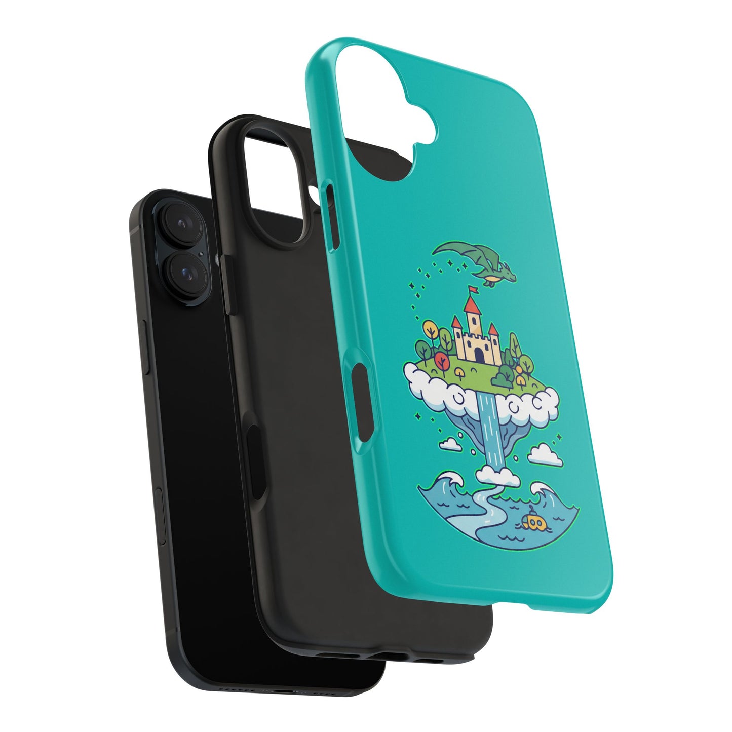 Floating Castle Dragon - Magical Fantasy Island - Phone Case