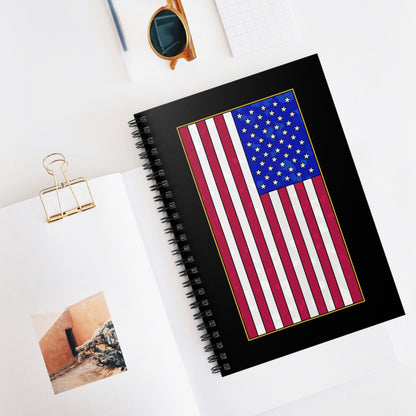 New Glory American Flag (Gold Edge Edition) - Spiral Notebook