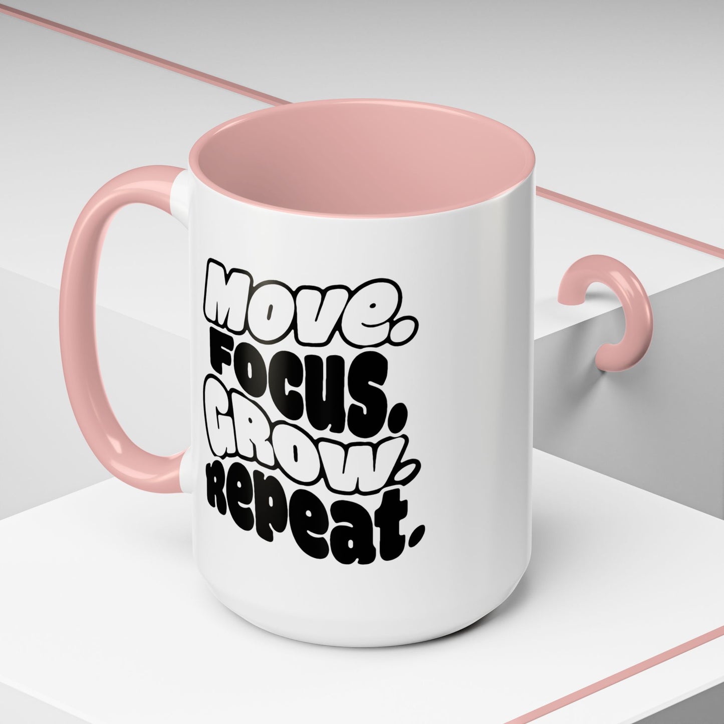 Move. Focus. Grow. Repeat. - Color Accent Mug