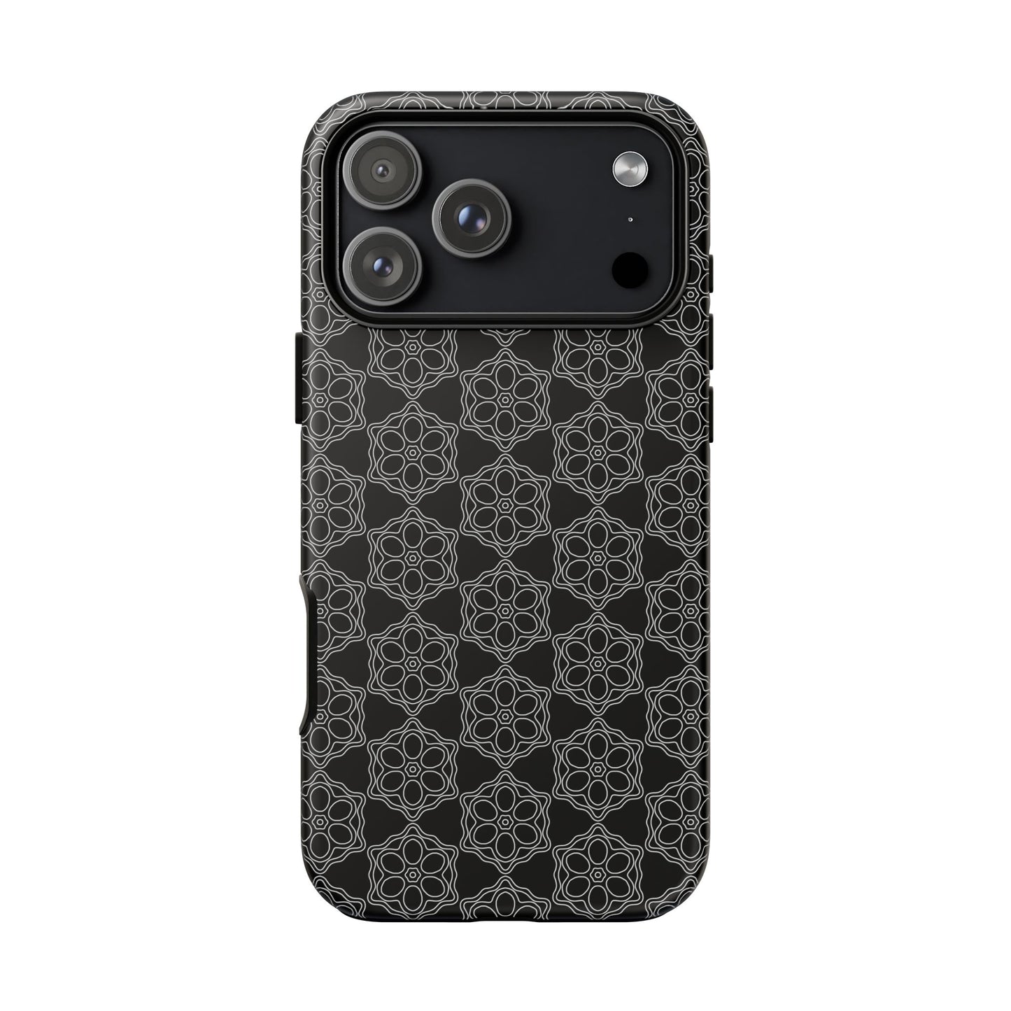 Geometric Pattern Phone Case, Dark Floral Case for Tough Protection, Stylish Smartphone Accessory, Gift for Tech Lovers, Trendy Mobile Cover