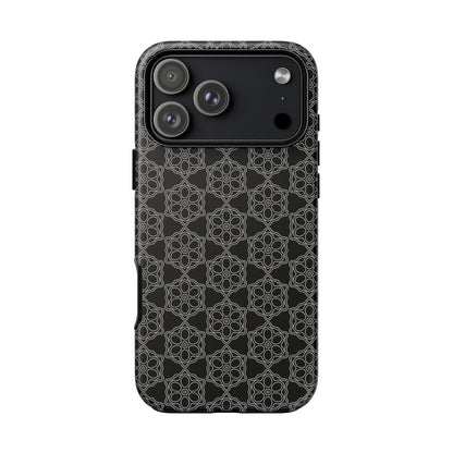 Geometric Pattern Phone Case, Dark Floral Case for Tough Protection, Stylish Smartphone Accessory, Gift for Tech Lovers, Trendy Mobile Cover