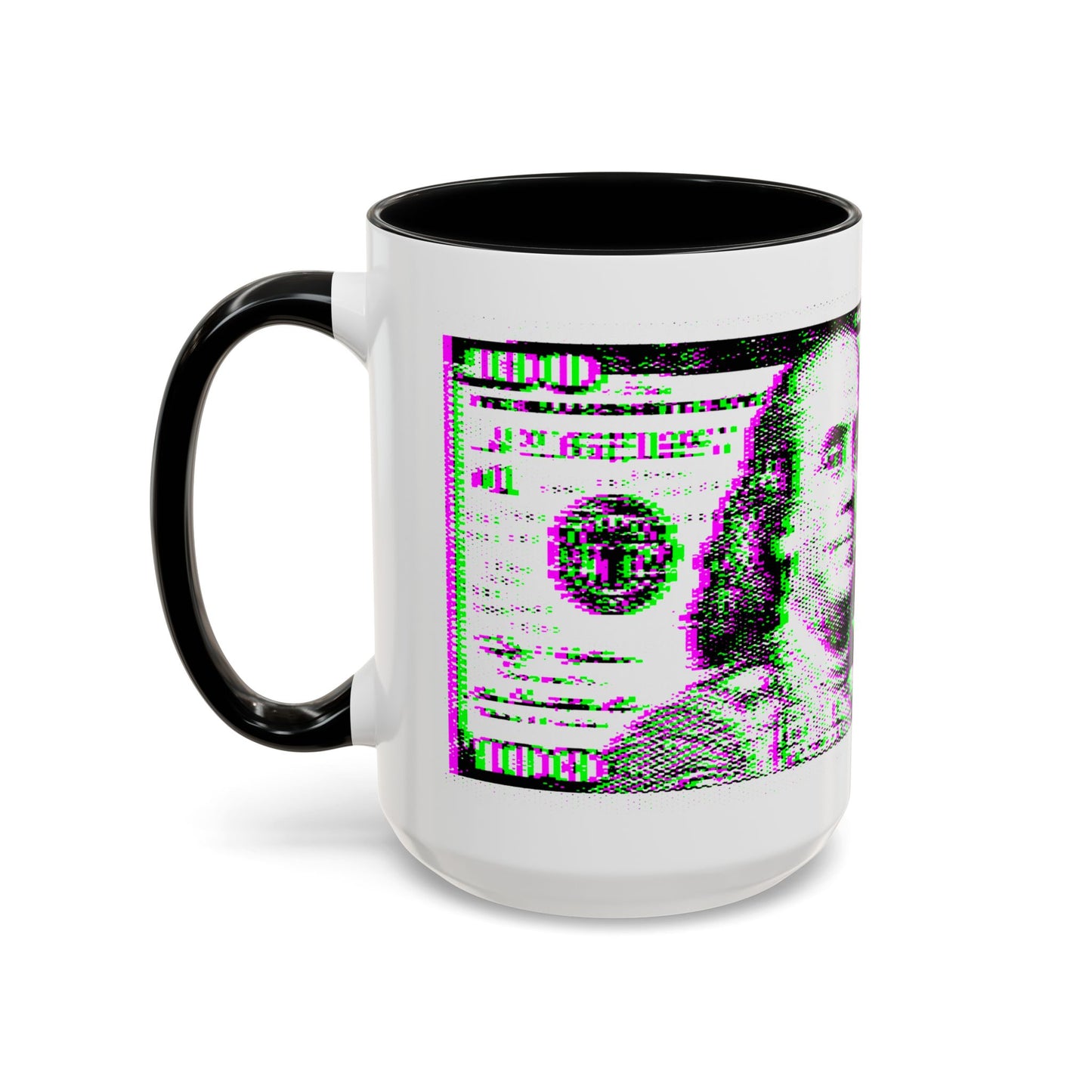 100 Dollars Bill - Green/Magenta Glitch - Color Accent Mug