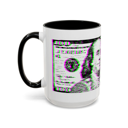 100 Dollars Bill - Green/Magenta Glitch - Color Accent Mug
