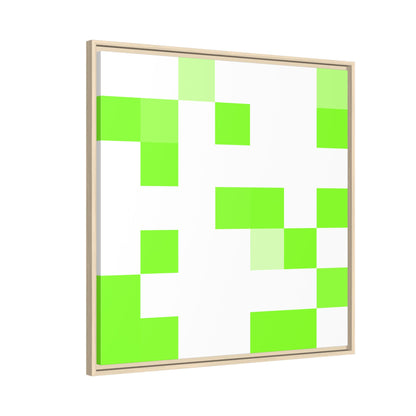 Lime Green Pixel Grid - Framed Canvas