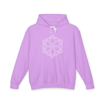Meditative Mandala Unisex Hooded Sweatshirt, Lightweight Pullover Hoodie, Gift for Relaxation, Mindfulness Apparel, Cozy Layering