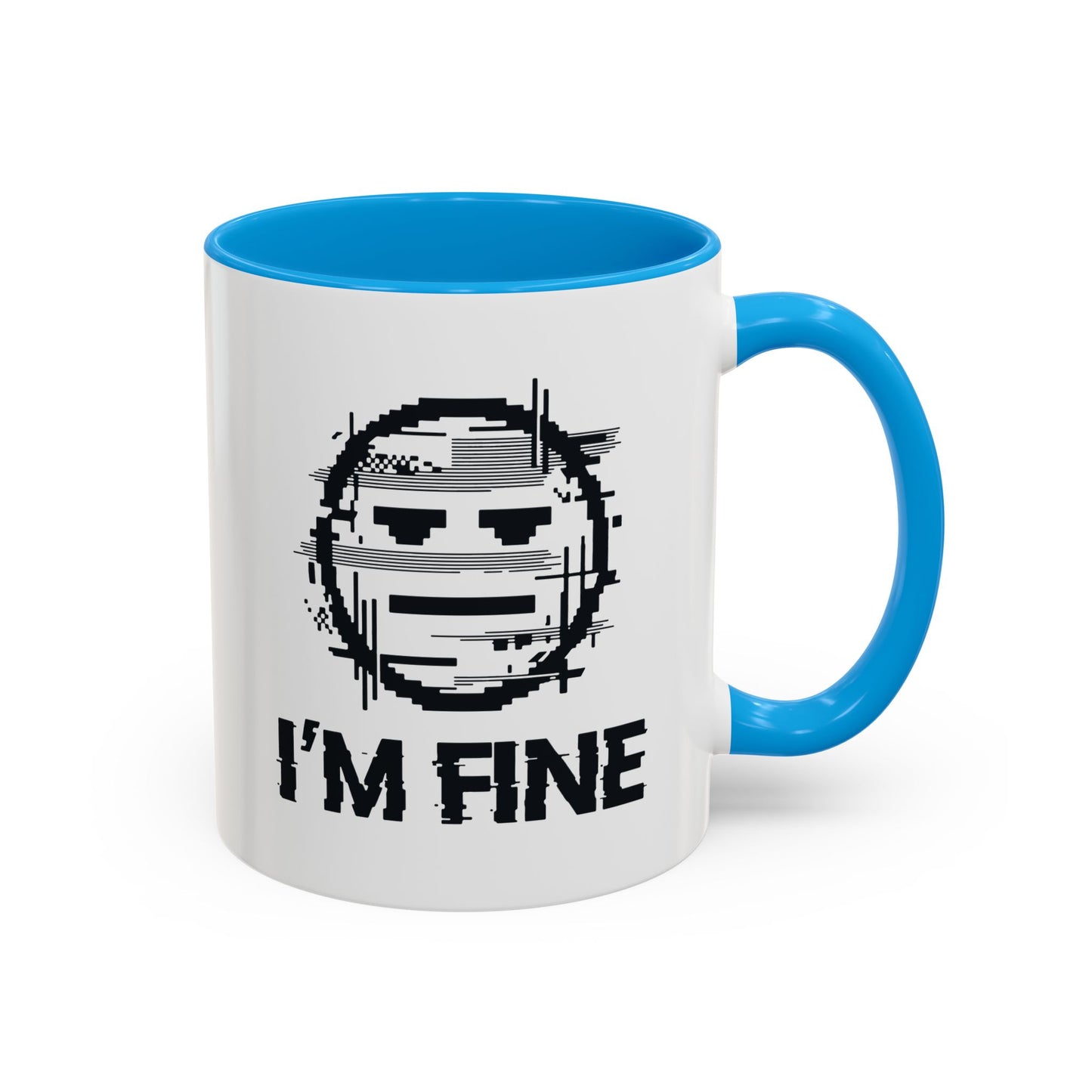 I’m Fine Glitched Smiley - Color Accent Mug