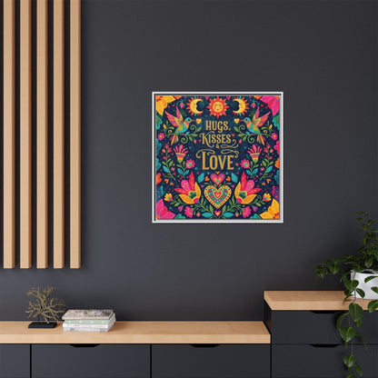 Hugs, Kisses & Love - Framed Canvas