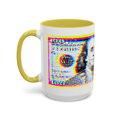100 Dollars Bill - Neon Color Explosion - Color Accent Mug