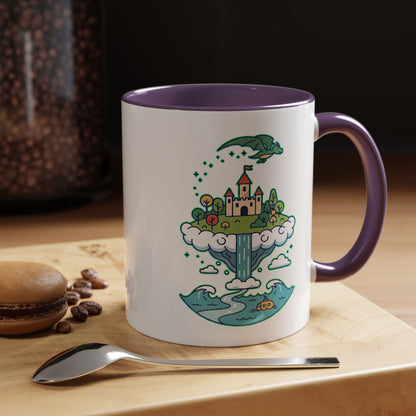 Floating Castle Dragon - Magical Fantasy Island - Color Accent Mug