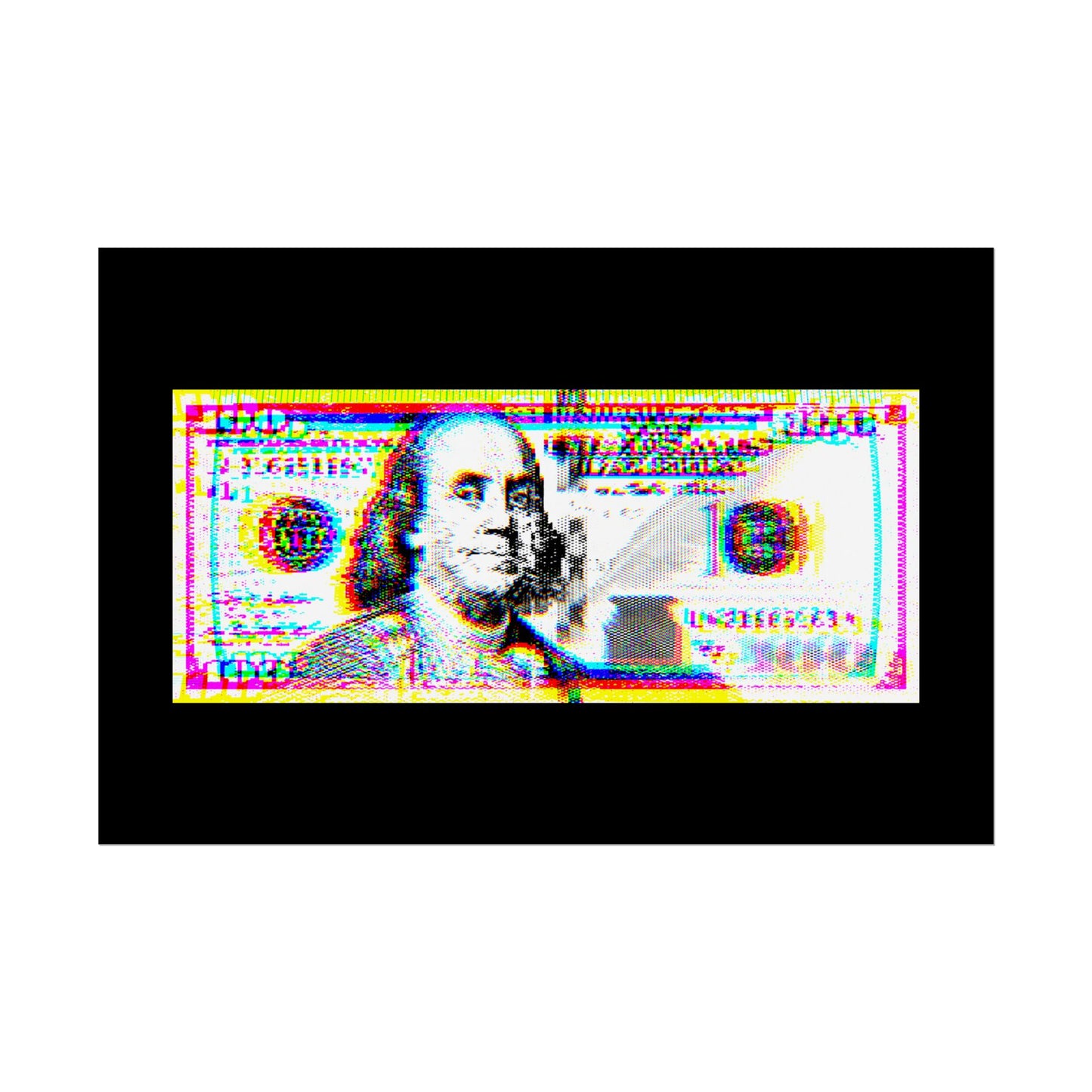 100 Dollars Bill - Neon Color Explosion - Poster
