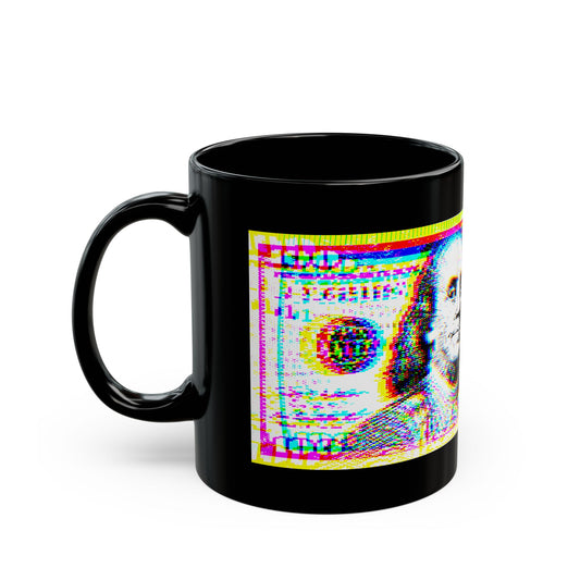 100 Dollars Bill - Neon Color Explosion - Black Mug