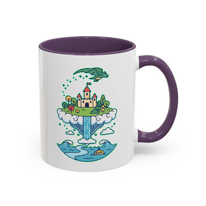 Floating Castle Dragon - Magical Fantasy Island - Color Accent Mug