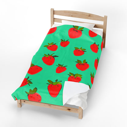 Strawberry Pattern - Plush Blanket