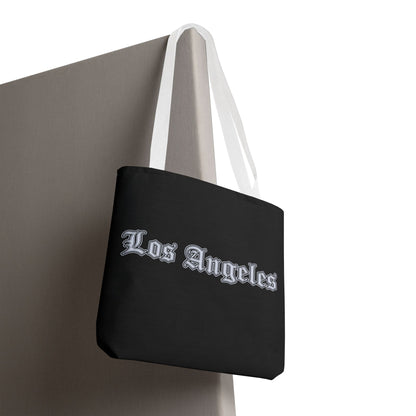 Los Angeles Gothic Tote Bag, Urban Tote, City Lover Bag, Gift for Angelenos, Travel Tote, Fashionable Shopper - Silver Edition