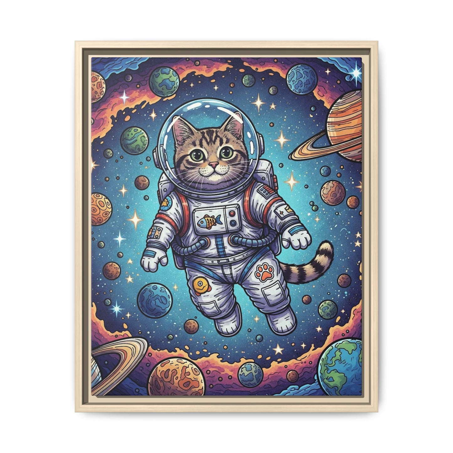 Astronaut Cat - Framed Canvas