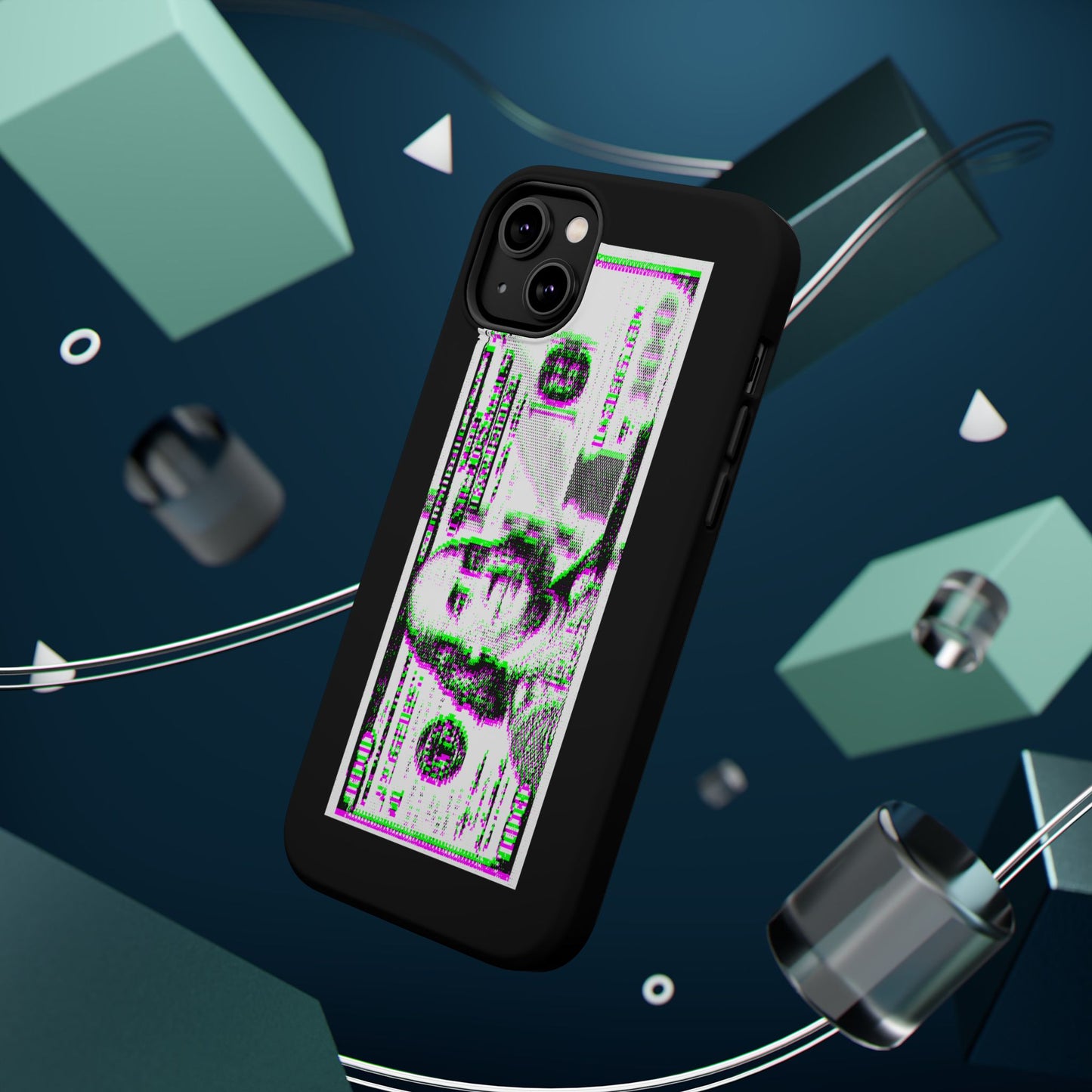 100 Dollars Bill - Green/Magenta Glitch - Magnetic Phone Case