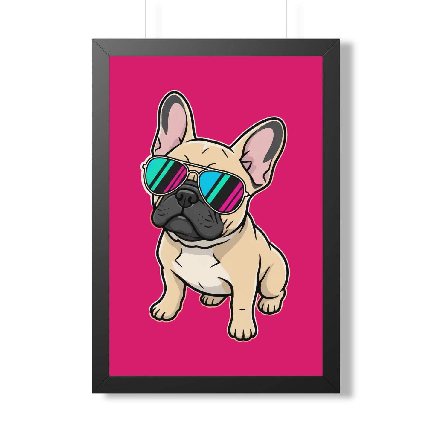 French Bulldog with Sunglasses - Framed Poster