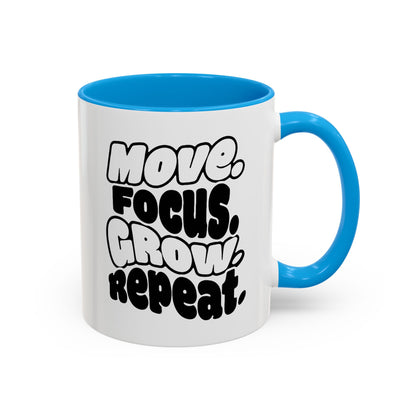 Move. Focus. Grow. Repeat. - Colorful Mug