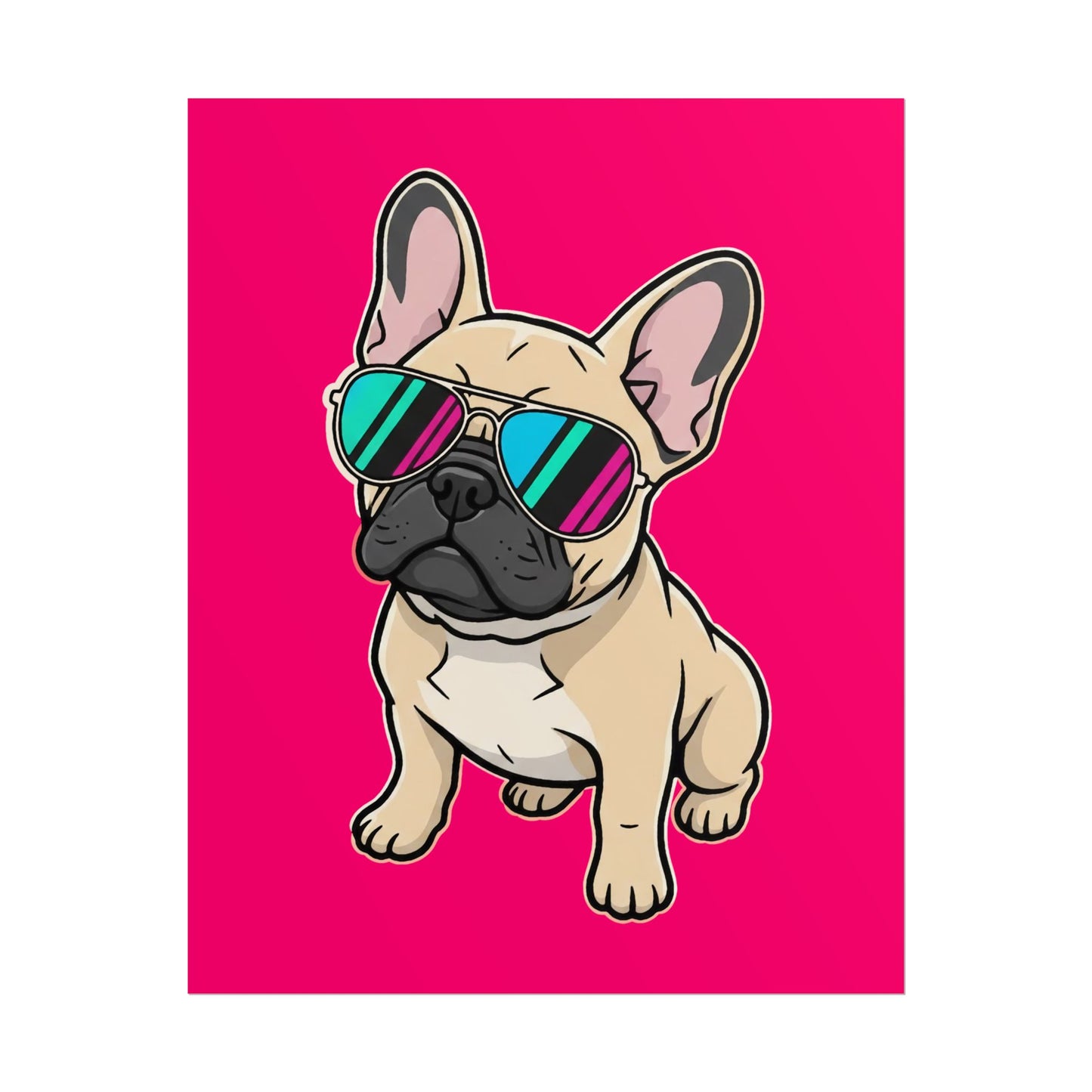 French Bulldog with Sunglasses - Poster