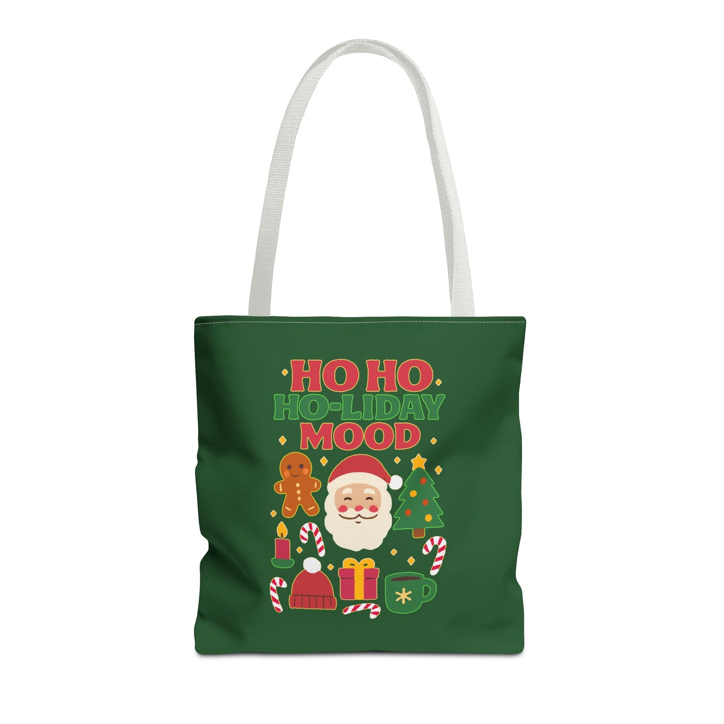 Festive Holiday Tote Bag, Christmas Bag, Santa Gift Bag, Ho Ho Ho Mood, Seasonal Shopping Tote, Cute Winter Accessory