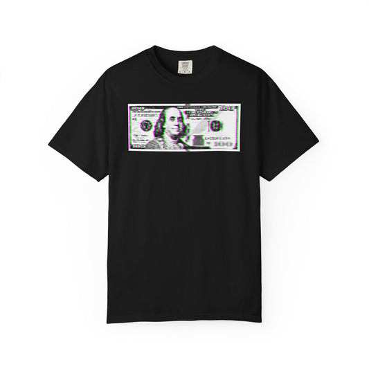 100 Dollars Bill - Green/Magenta Glitch - T-Shirt