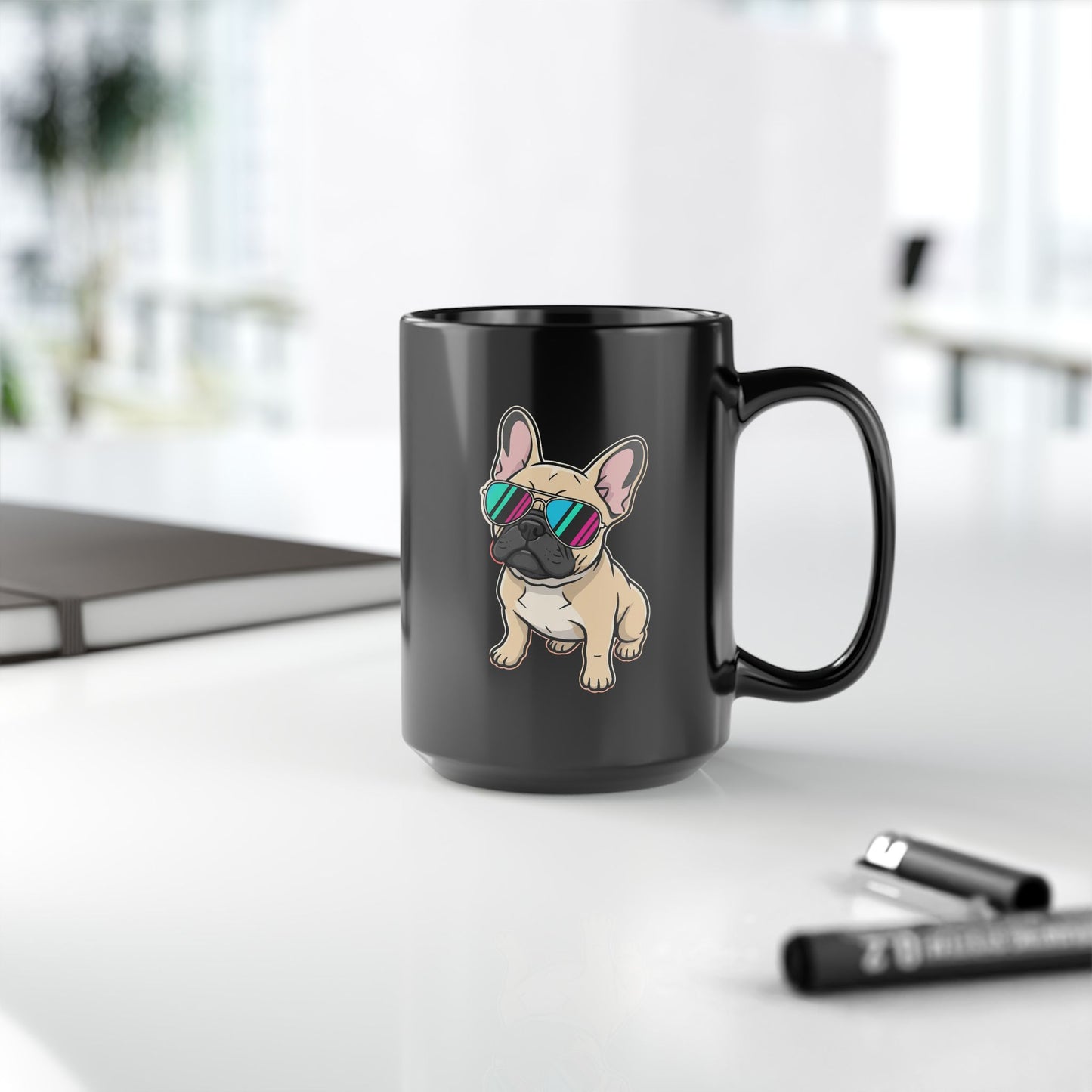 French Bulldog with Sunglasses - Black Mug
