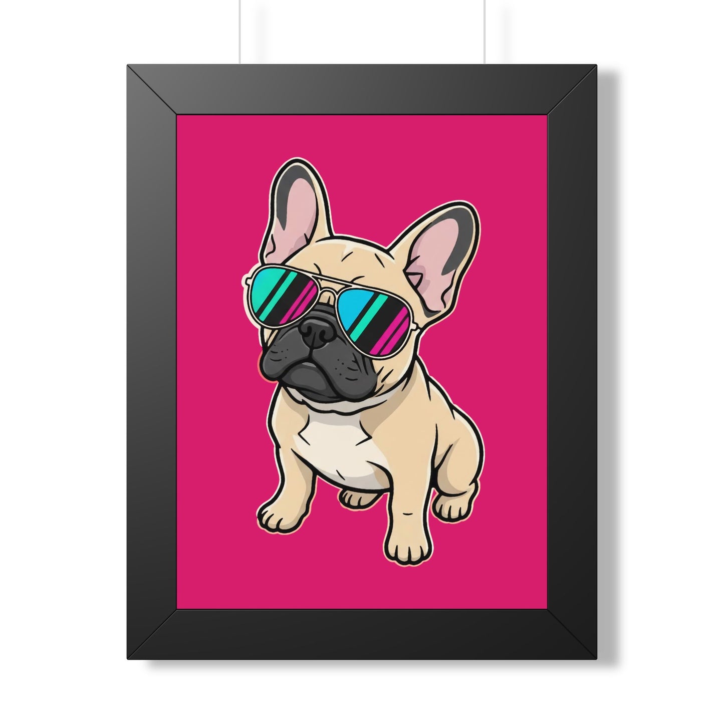 French Bulldog with Sunglasses - Framed Poster