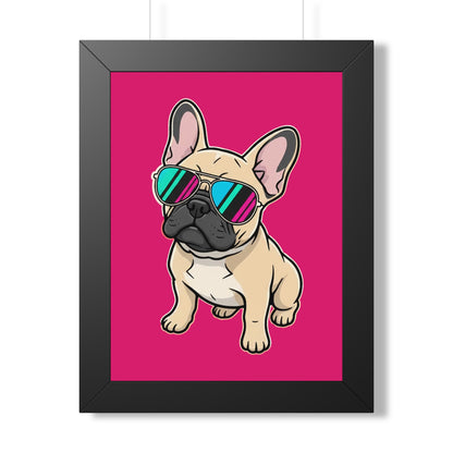French Bulldog with Sunglasses - Framed Poster